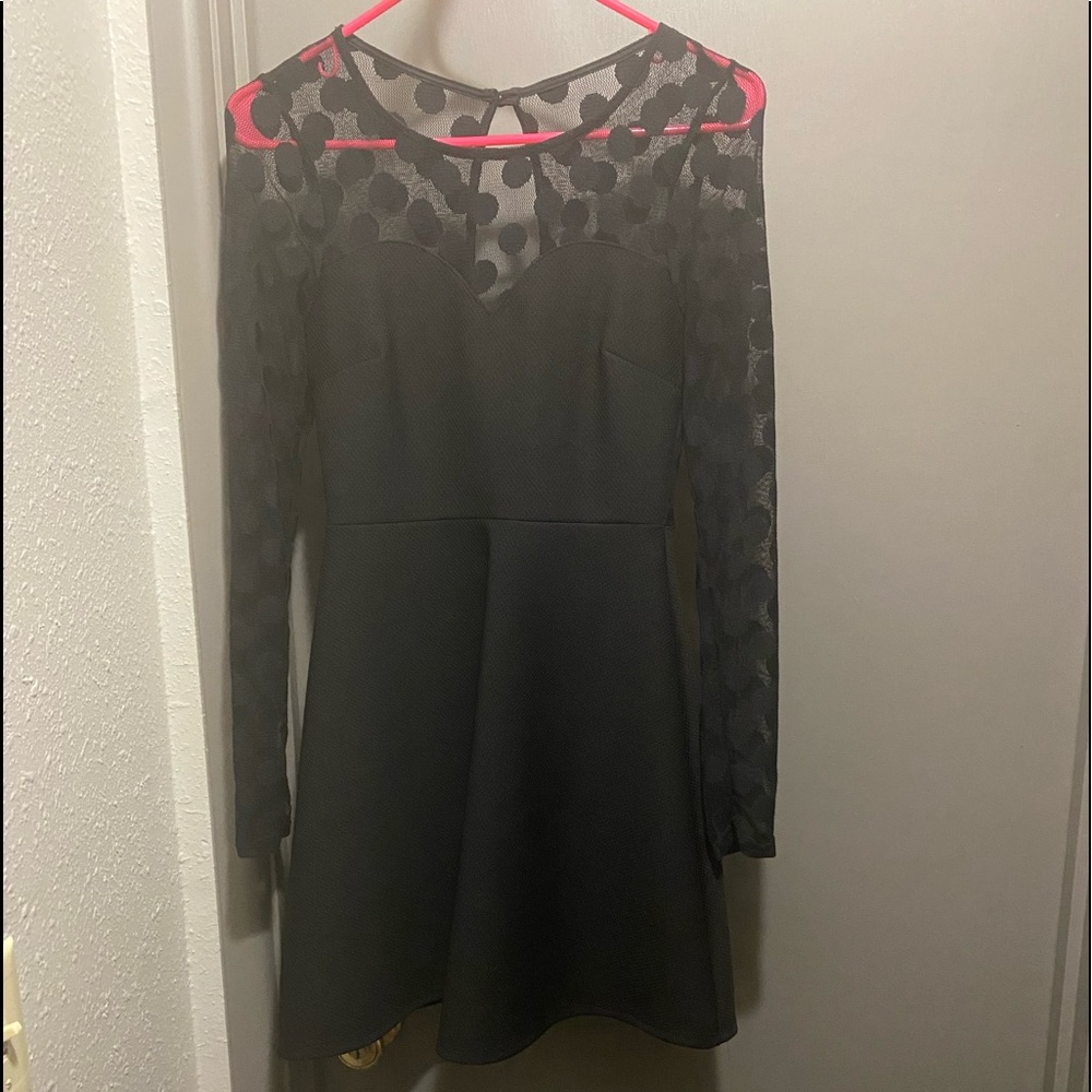 Lulus-Black Dainty Dots dress/long sleeve’s. Size Small! In great condition!